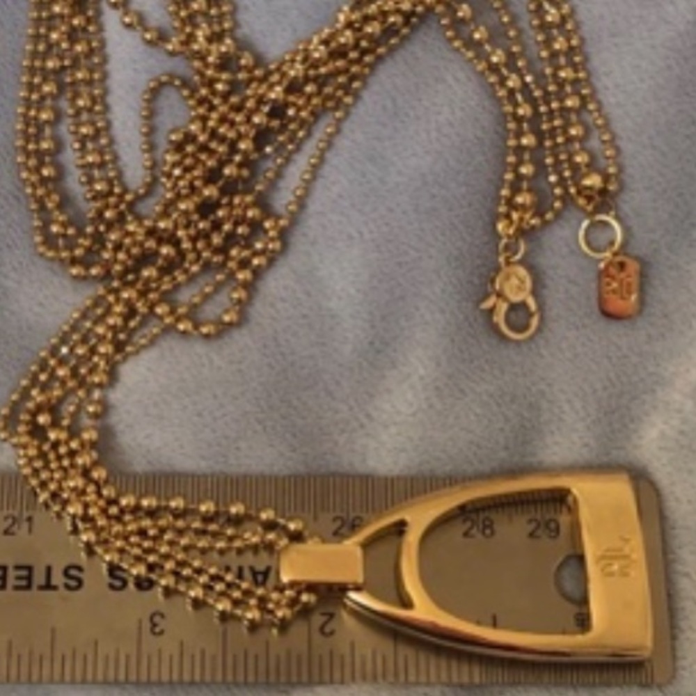 Ralph Lauren Equestrian Bit Stirrup Multi Ball Chain RLL Necklace 36” Inches. - Picture 8 of 8